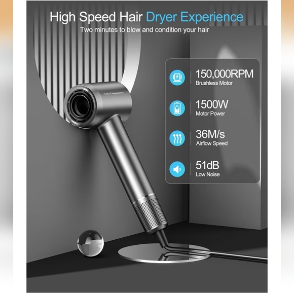 Cosy Companions Hair Dryer - Negative Ionic Blow Dryer w/ 150000 RPM High Speed - Picture 9 of 11